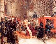 Adolph von Menzel Gustav Adolph Greets his Wife outside Hanau Castle in January 1632 USA oil painting artist
